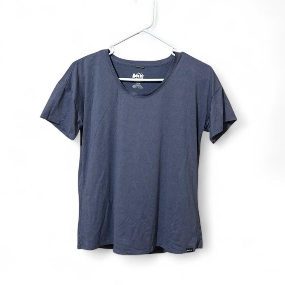 women's blue-gray short-sleeve active t-shirt - M - Blue
